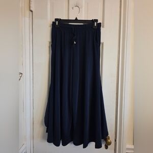 Kimberly C Chic Navy Extra Wide Leg Silky Pants